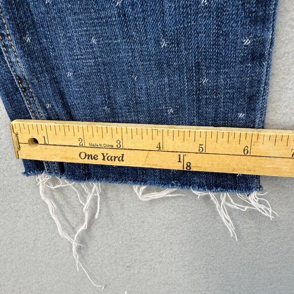 Current / Elliott Jeans Women's 26 (2) Blue Polka Dot Pattern Tapered Raw Hem - Picture 13 of 13